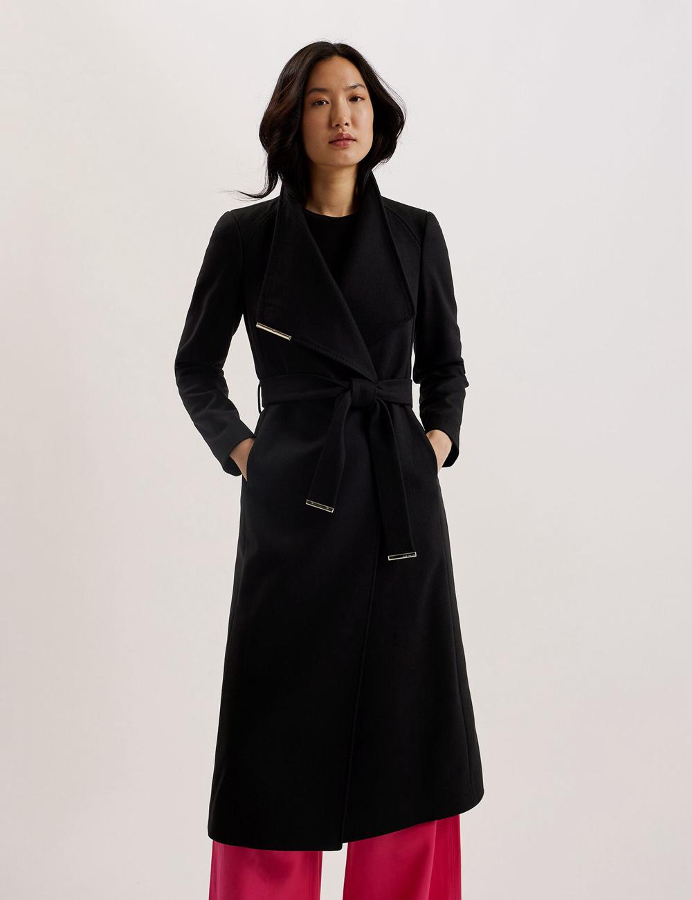 Abrigos Ted Baker ROSELL Wool Mujer Negras | FJPU-08457