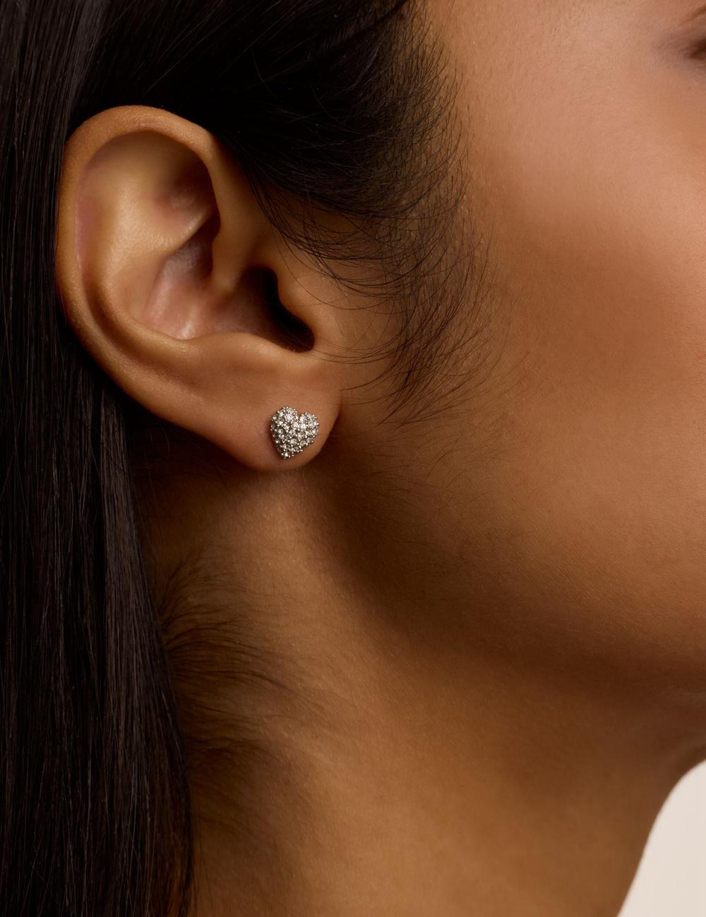 Aretes Ted Baker ADORAA - Crystal Heart Stud Mujer Plateadas | RDTW-32649