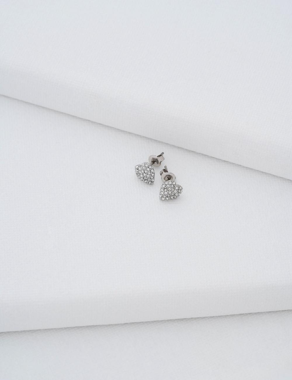 Aretes Ted Baker ADORAA - Crystal Heart Stud Mujer Plateadas | RDTW-32649
