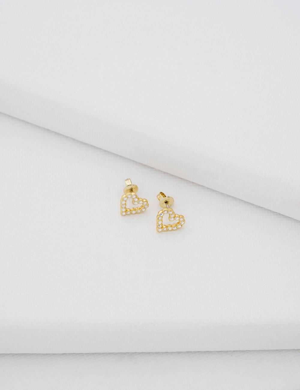 Aretes Ted Baker AMORINA -Crystal Open Heart Stud Mujer Doradas | HEPD-02158