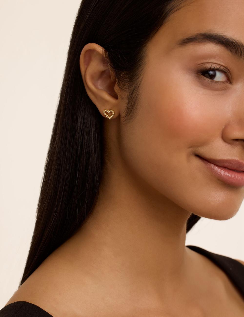 Aretes Ted Baker AMORINA -Crystal Open Heart Stud Mujer Doradas | HEPD-02158