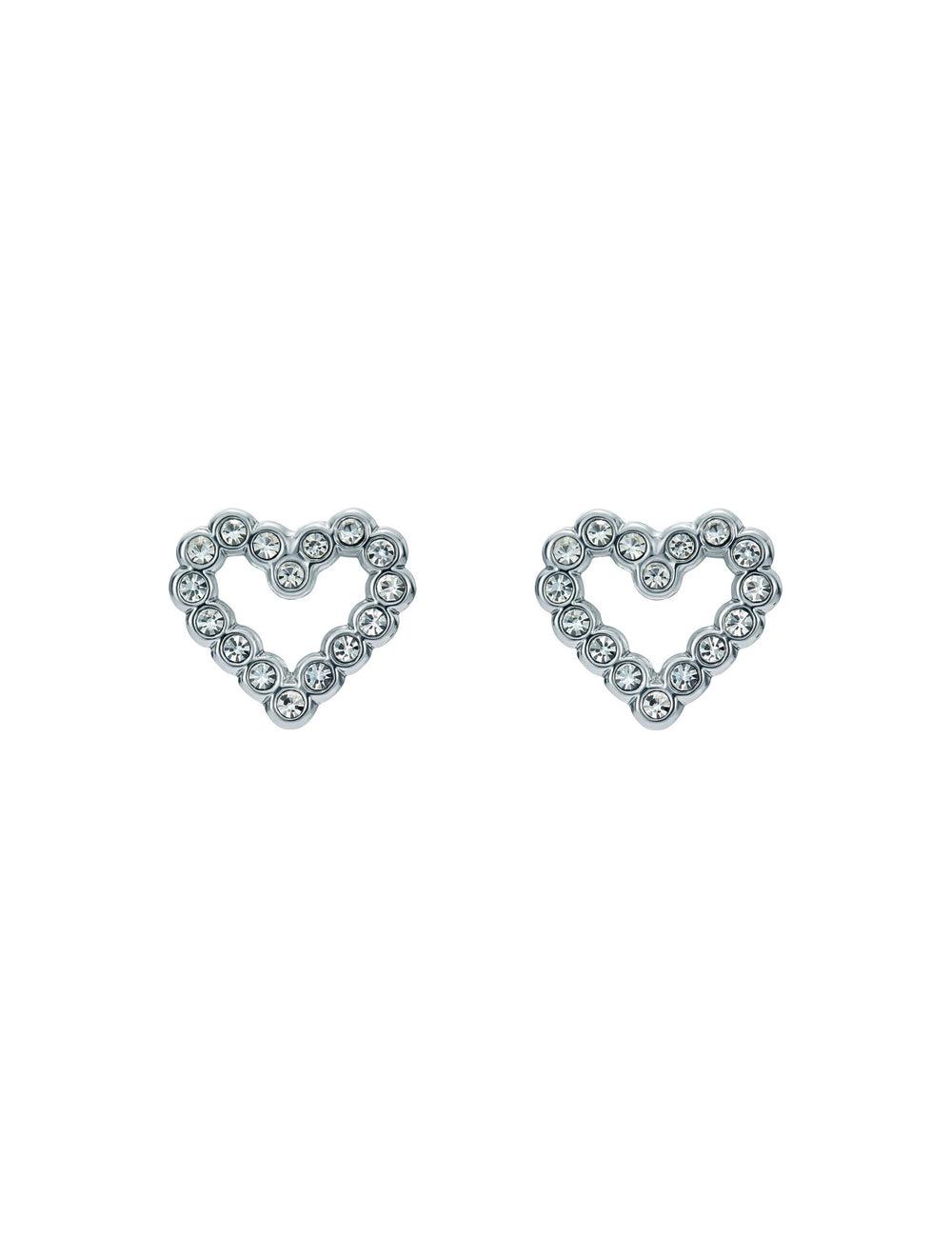 Aretes Ted Baker AMORINA - Crystal Open Heart Stud Mujer Plateadas | XCRK-96032