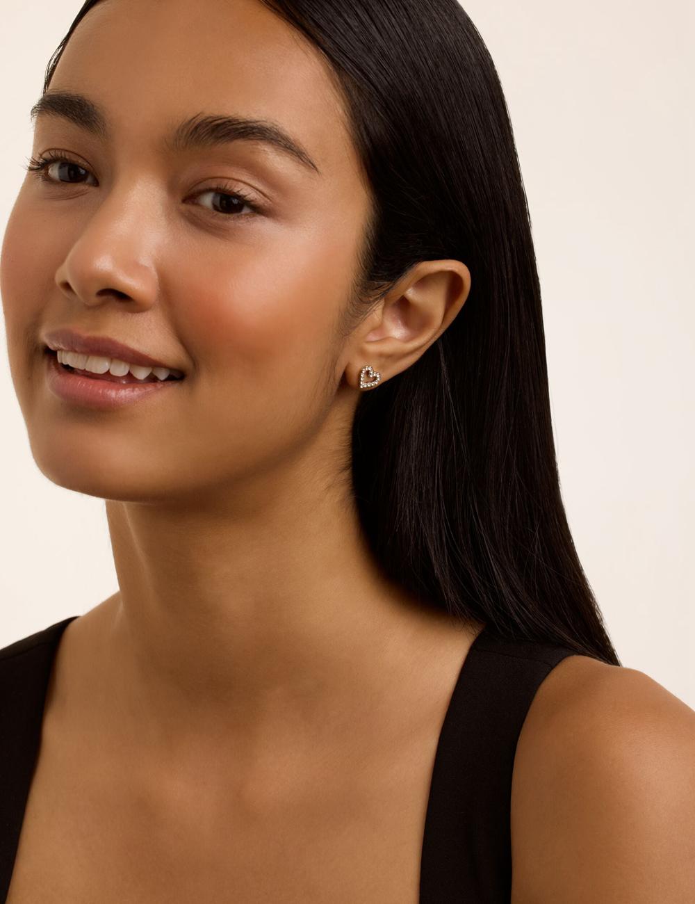 Aretes Ted Baker AMORINA - Crystal Open Heart Stud Mujer Plateadas | XCRK-96032