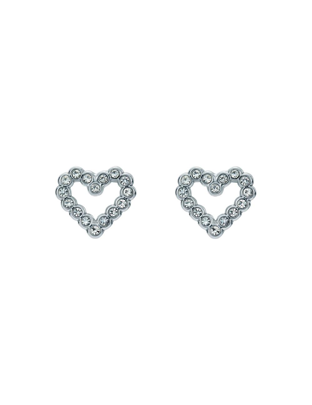 Aretes Ted Baker AMORINA - Crystal Open Heart Stud Mujer Plateadas | XCRK-96032