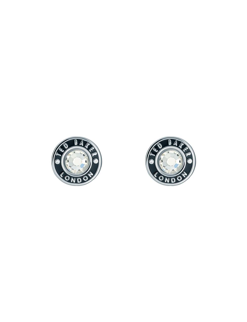 Aretes Ted Baker CHERELLE - Branded Crystal Button Stud Mujer Plateadas | ZVEH-67589