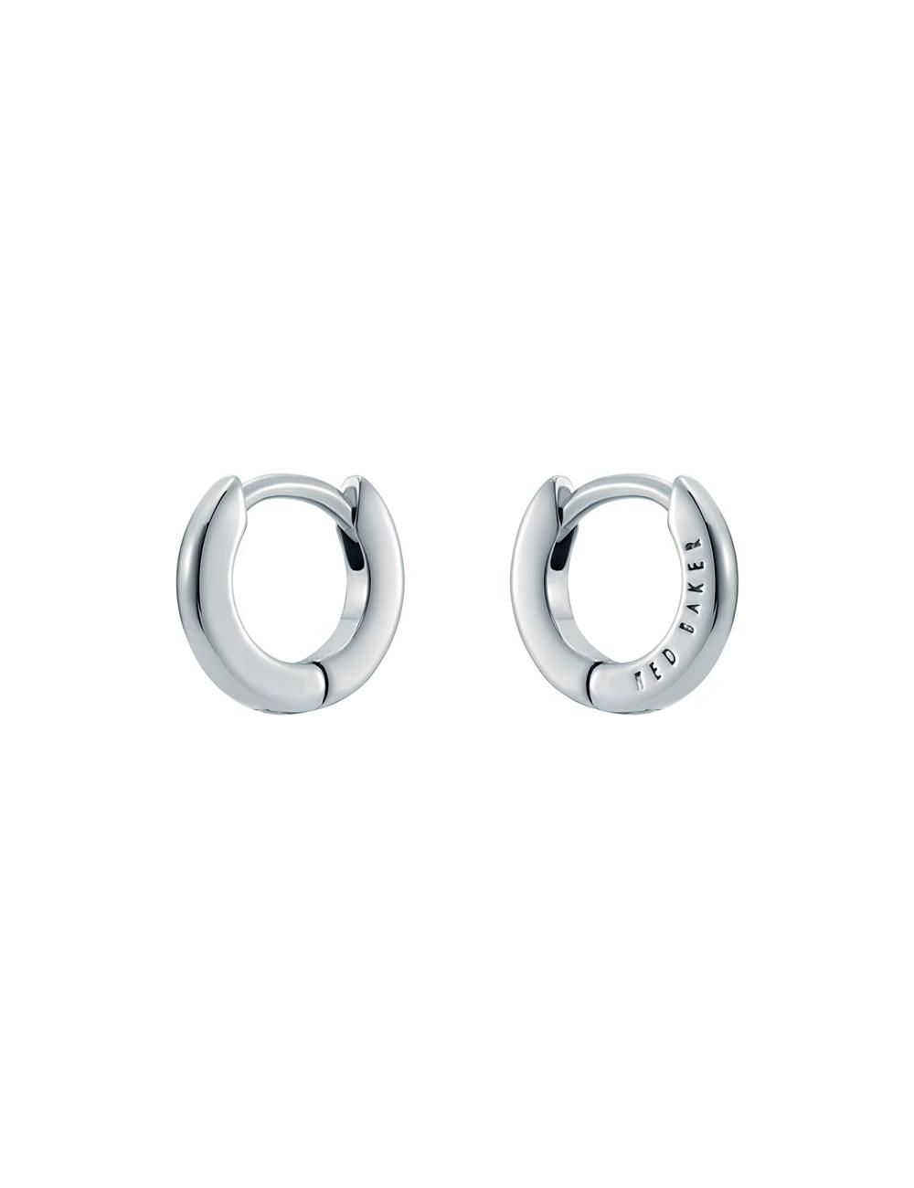 Aretes Ted Baker CRISETE - Engraved Logo Huggie Hoop Mujer Plateadas | IYHZ-65840