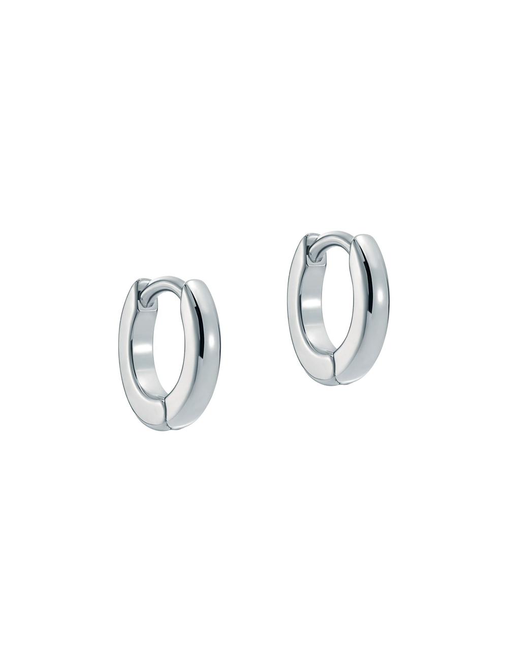 Aretes Ted Baker CRISETE - Engraved Logo Huggie Hoop Mujer Plateadas | IYHZ-65840