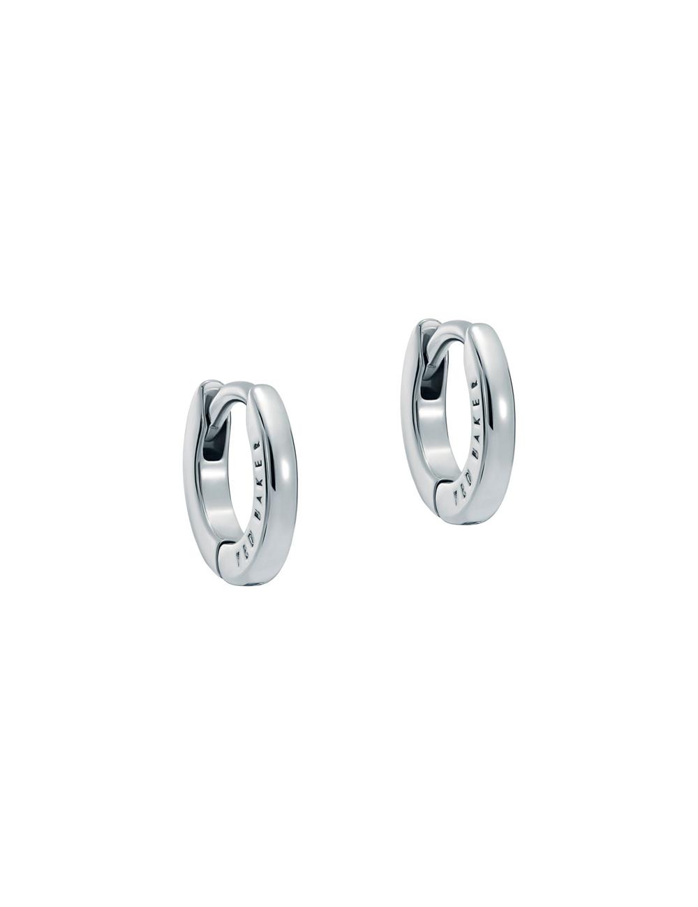 Aretes Ted Baker CRISETE - Engraved Logo Huggie Hoop Mujer Plateadas | IYHZ-65840