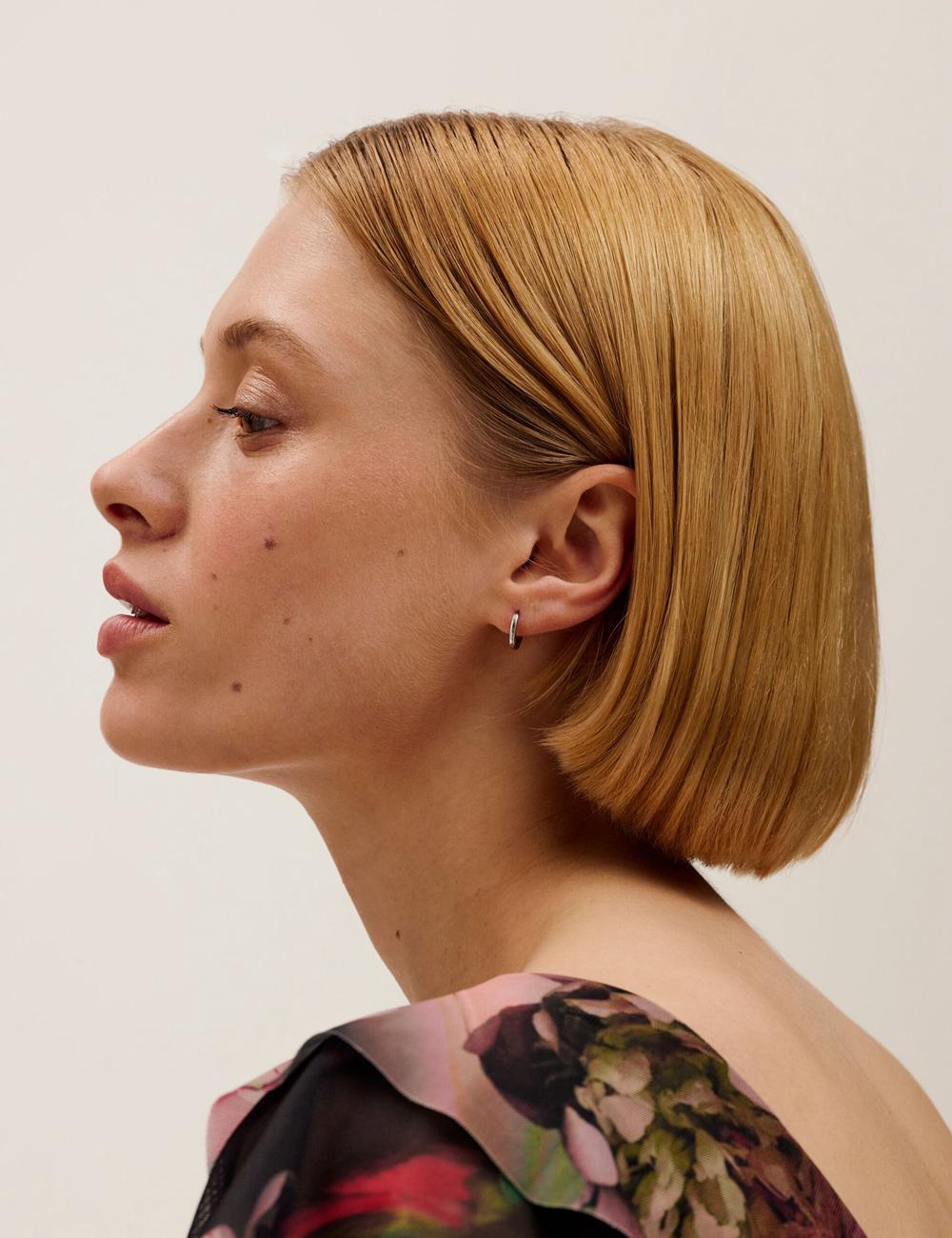 Aretes Ted Baker CRISLIE - Engraved Logo Small Hoop Mujer Plateadas | ZXOM-87130