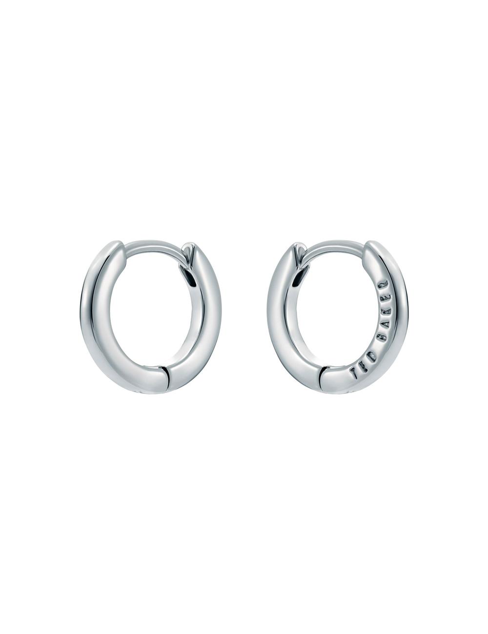 Aretes Ted Baker CRISLIE - Engraved Logo Small Hoop Mujer Plateadas | ZXOM-87130