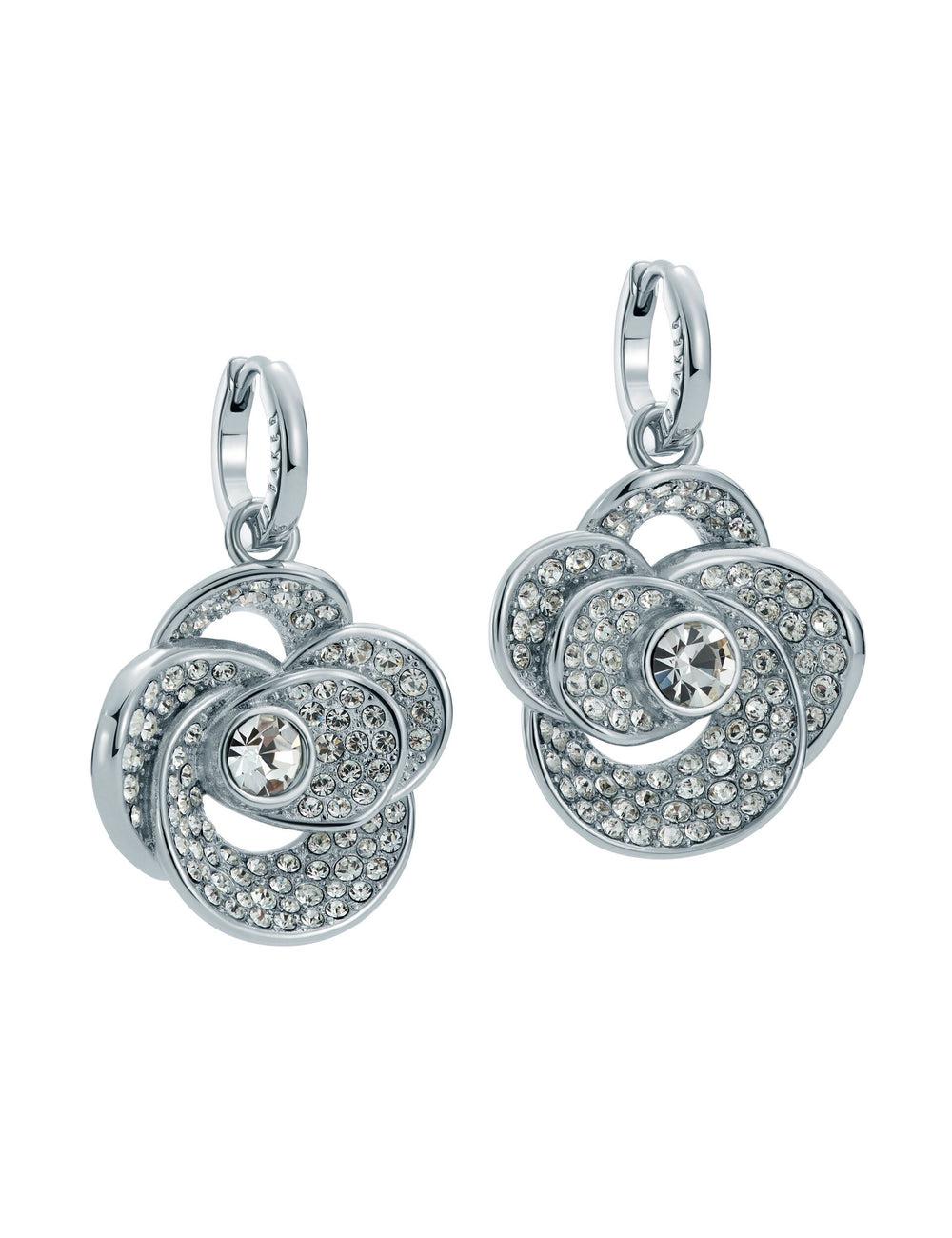 Aretes Ted Baker FLORENCE - Crystal Flower Pendant Huggie Mujer Plateadas | PLWM-64859