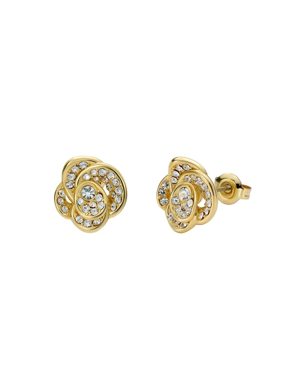 Aretes Ted Baker FLORINE - Crystal Flower Stud Mujer Doradas | AUKE-92357