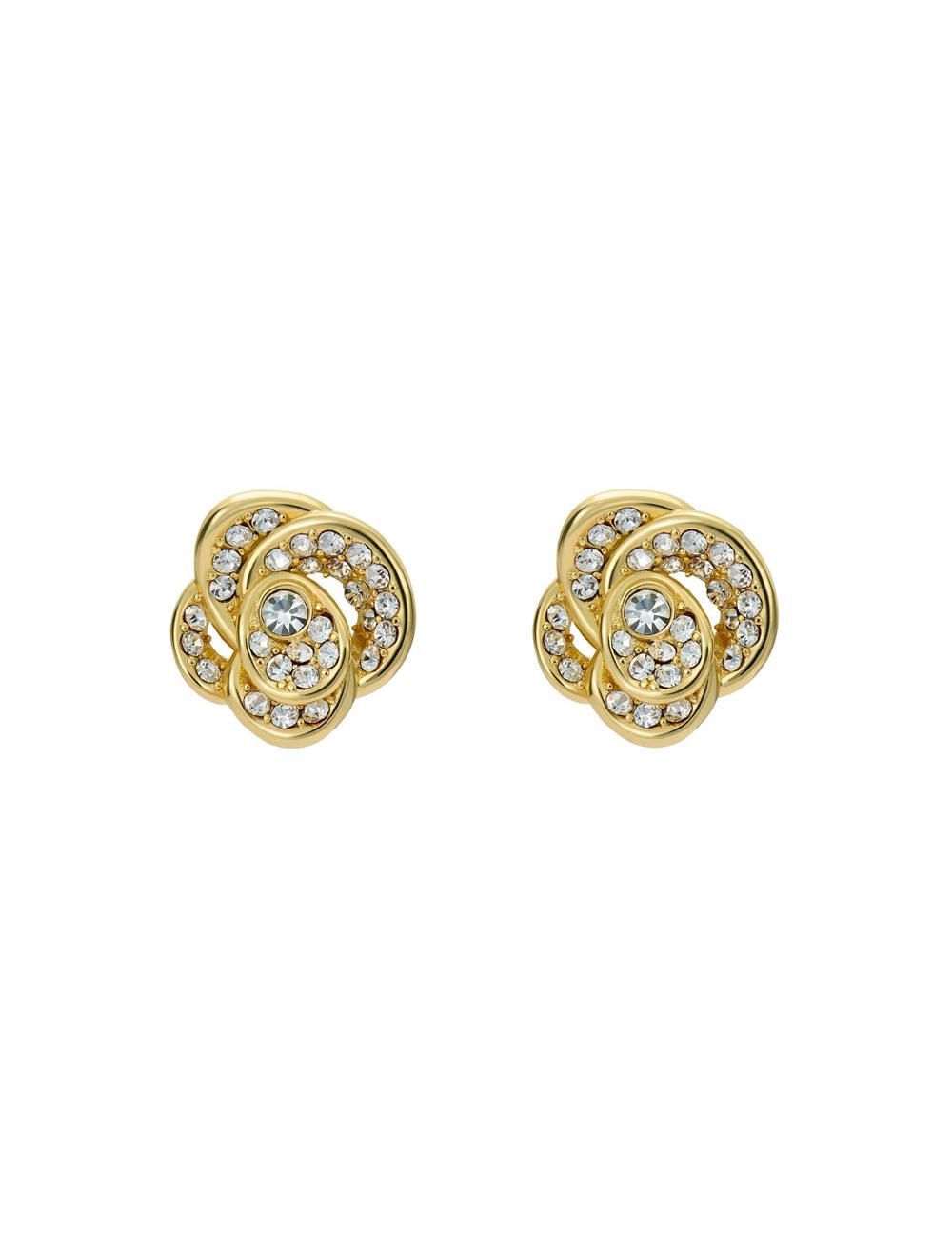 Aretes Ted Baker FLORINE - Crystal Flower Stud Mujer Doradas | AUKE-92357