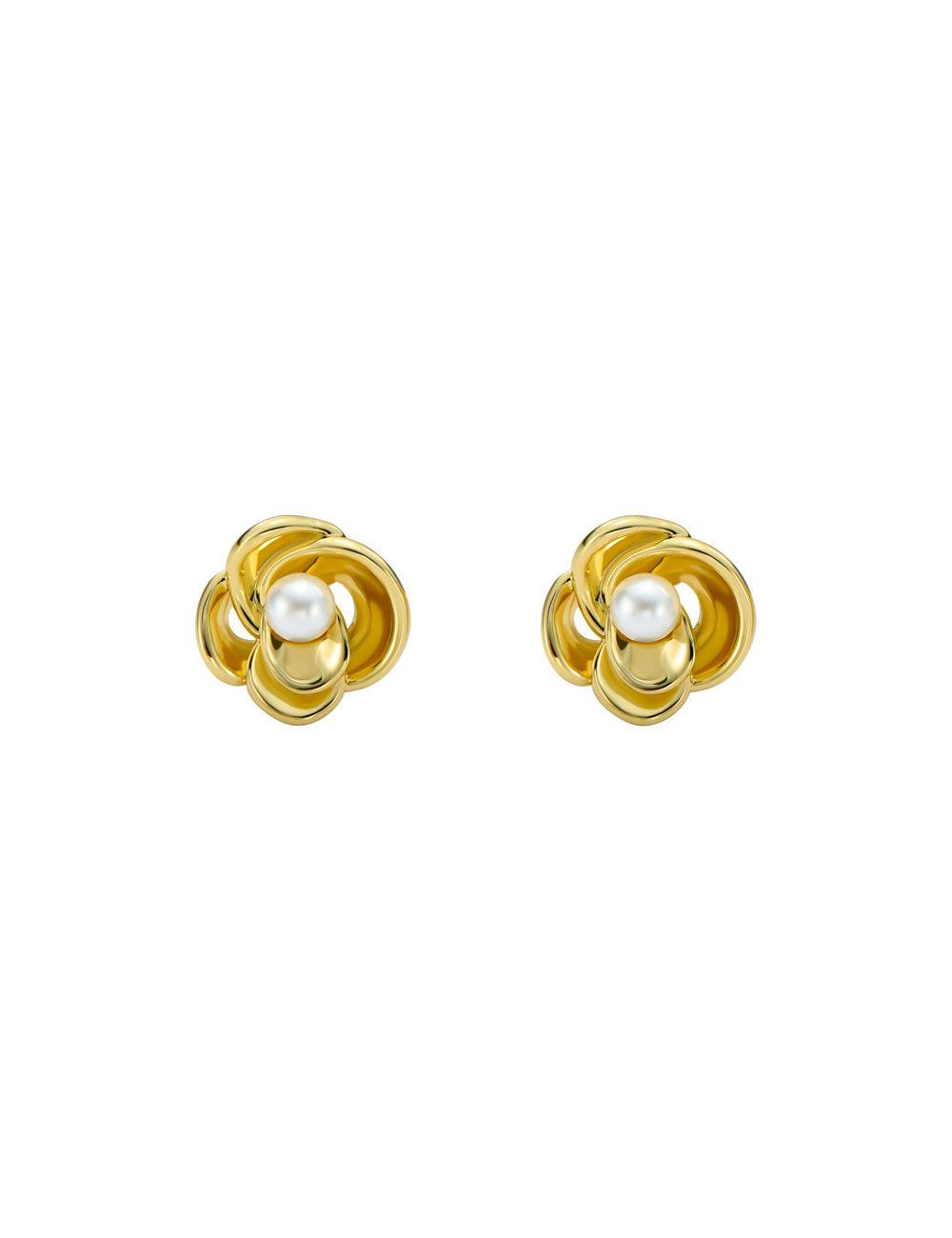 Aretes Ted Baker FLO - Pearl Flower Stud Mujer Doradas | WZOH-40516