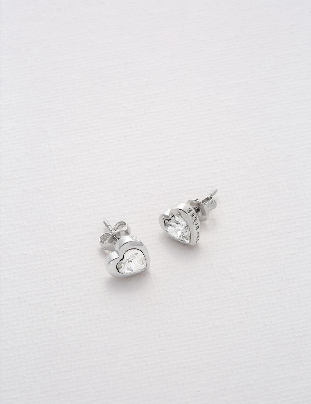 Aretes Ted Baker HAN - Solitaire Crystal Heart Stud Mujer Plateadas | ZHUN-61870