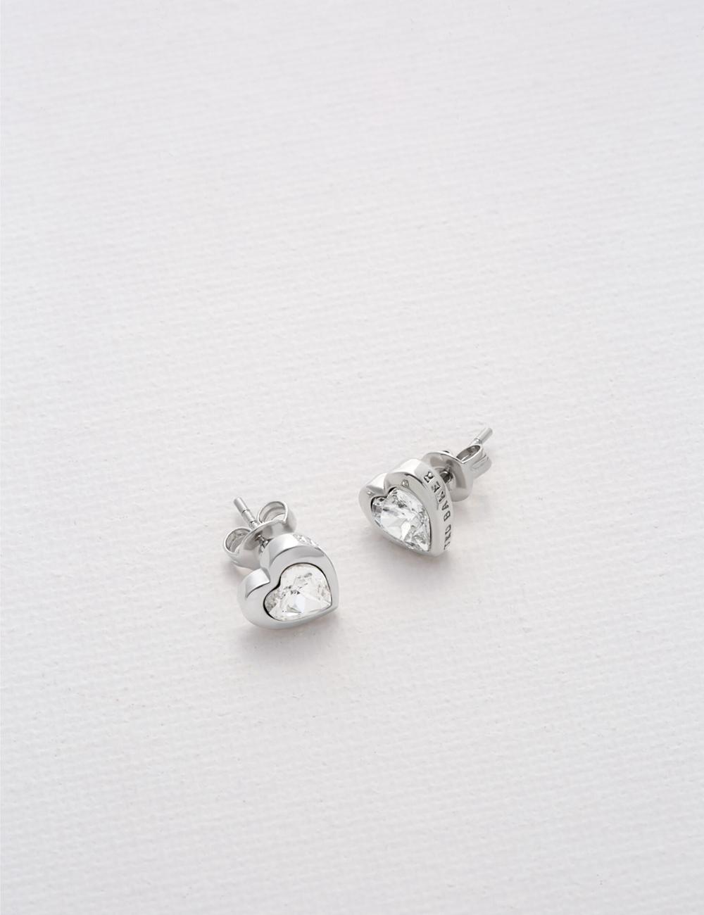 Aretes Ted Baker HAN - Solitaire Crystal Heart Stud Mujer Plateadas | ZHUN-61870