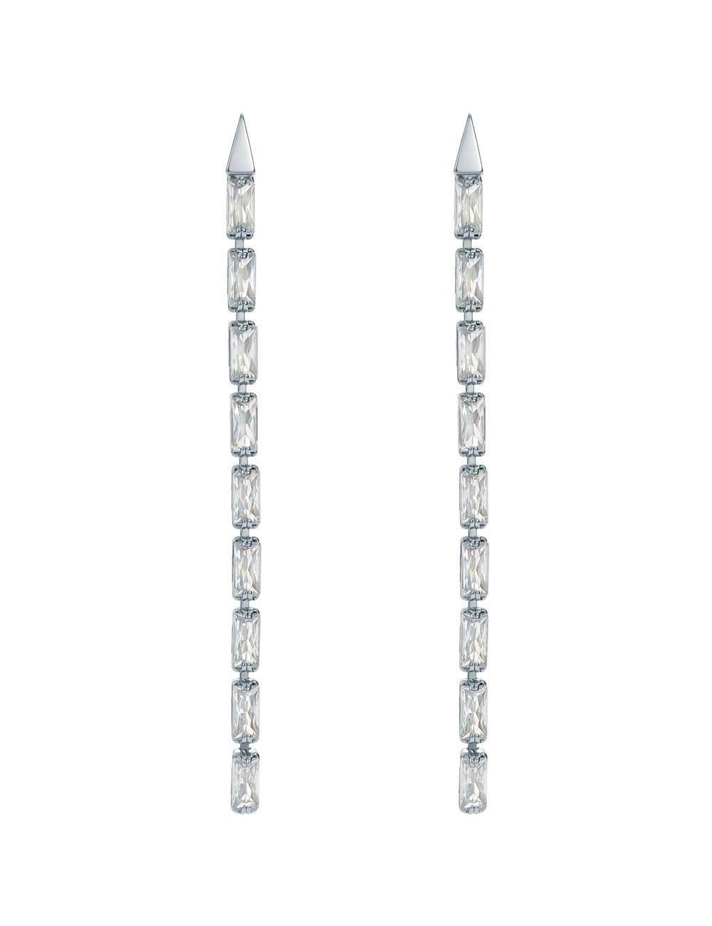 Aretes Ted Baker ISALIE - Baguette Crystal Long Drop Mujer Plateadas | MUTD-93571