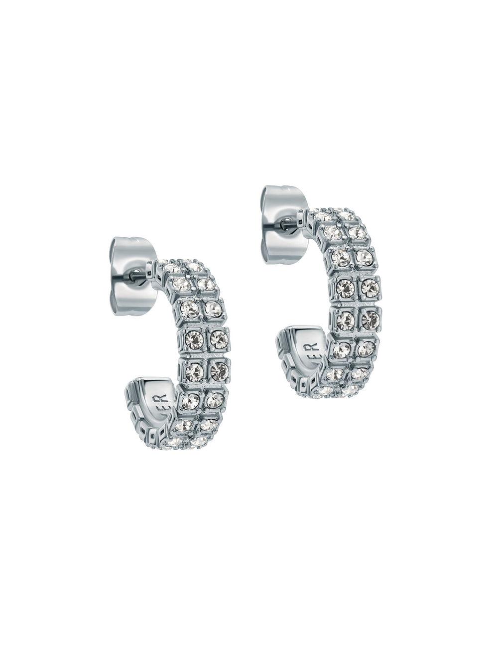 Aretes Ted Baker MELLRIE - Double Row Crystal Hoop Mujer Plateadas | XTUV-13896