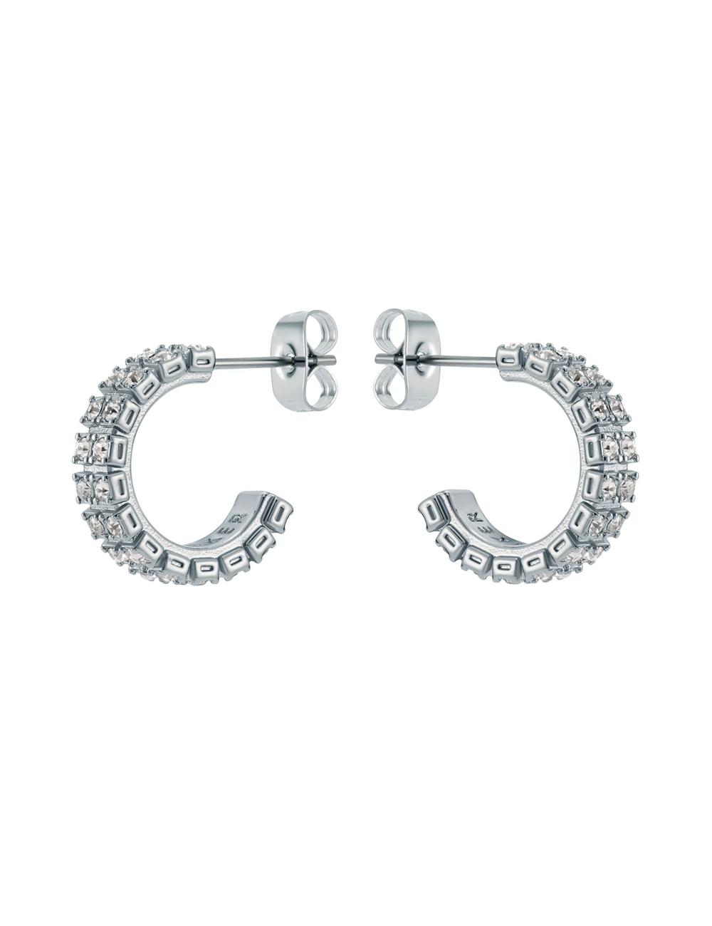 Aretes Ted Baker MELLRIE - Double Row Crystal Hoop Mujer Plateadas | XTUV-13896