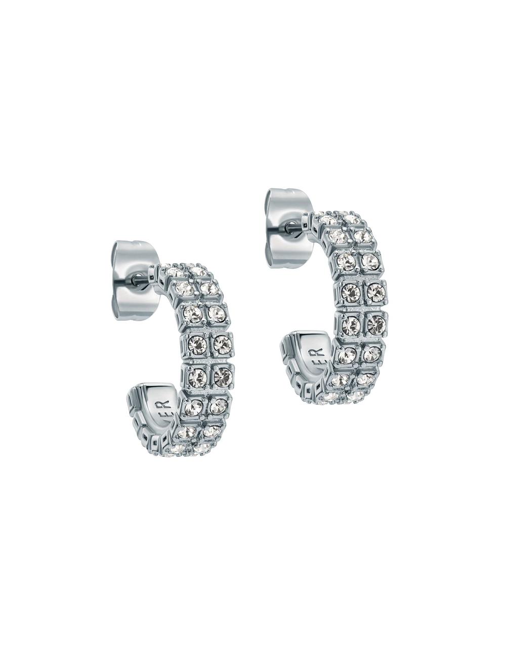 Aretes Ted Baker MELLRIE - Double Row Crystal Hoop Mujer Plateadas | XTUV-13896