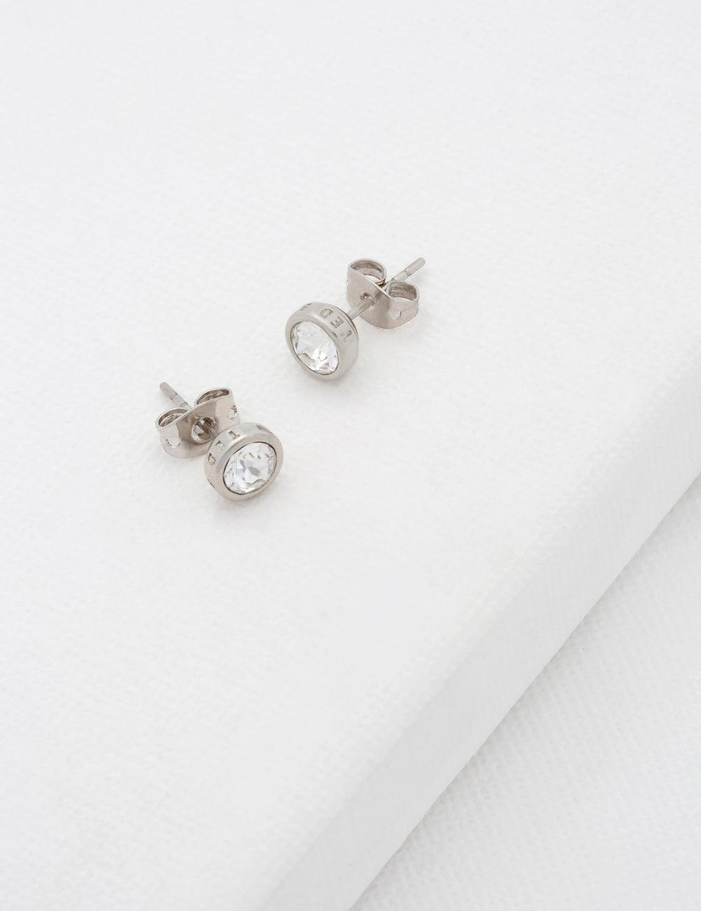 Aretes Ted Baker SINAA - Solitaire Crystal Stud Mujer Plateadas | WHPZ-30194