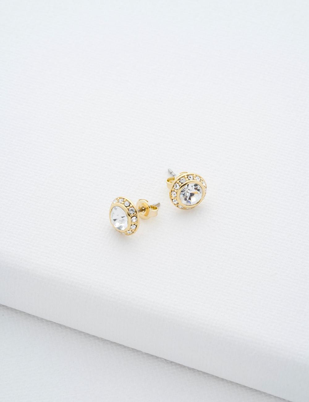 Aretes Ted Baker SOLETIA - Solitaire Sparkle Crystal Stud Mujer Doradas | XOSM-68714