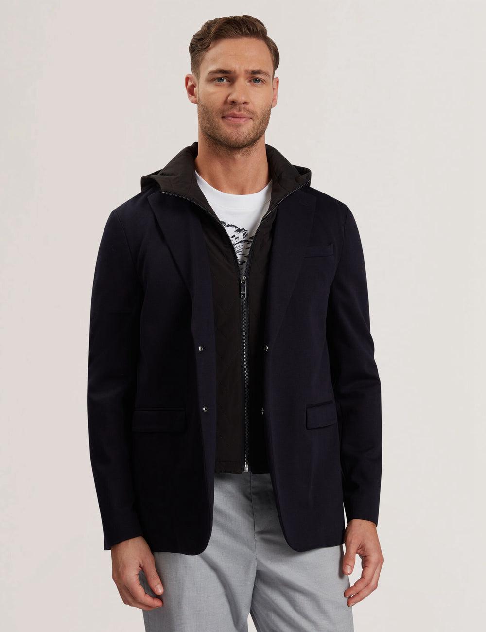 Blazers Ted Baker ASHB - Jersey Blazer With Zip-Up Hooded Liner Hombre Azul Marino | HMEO-07368