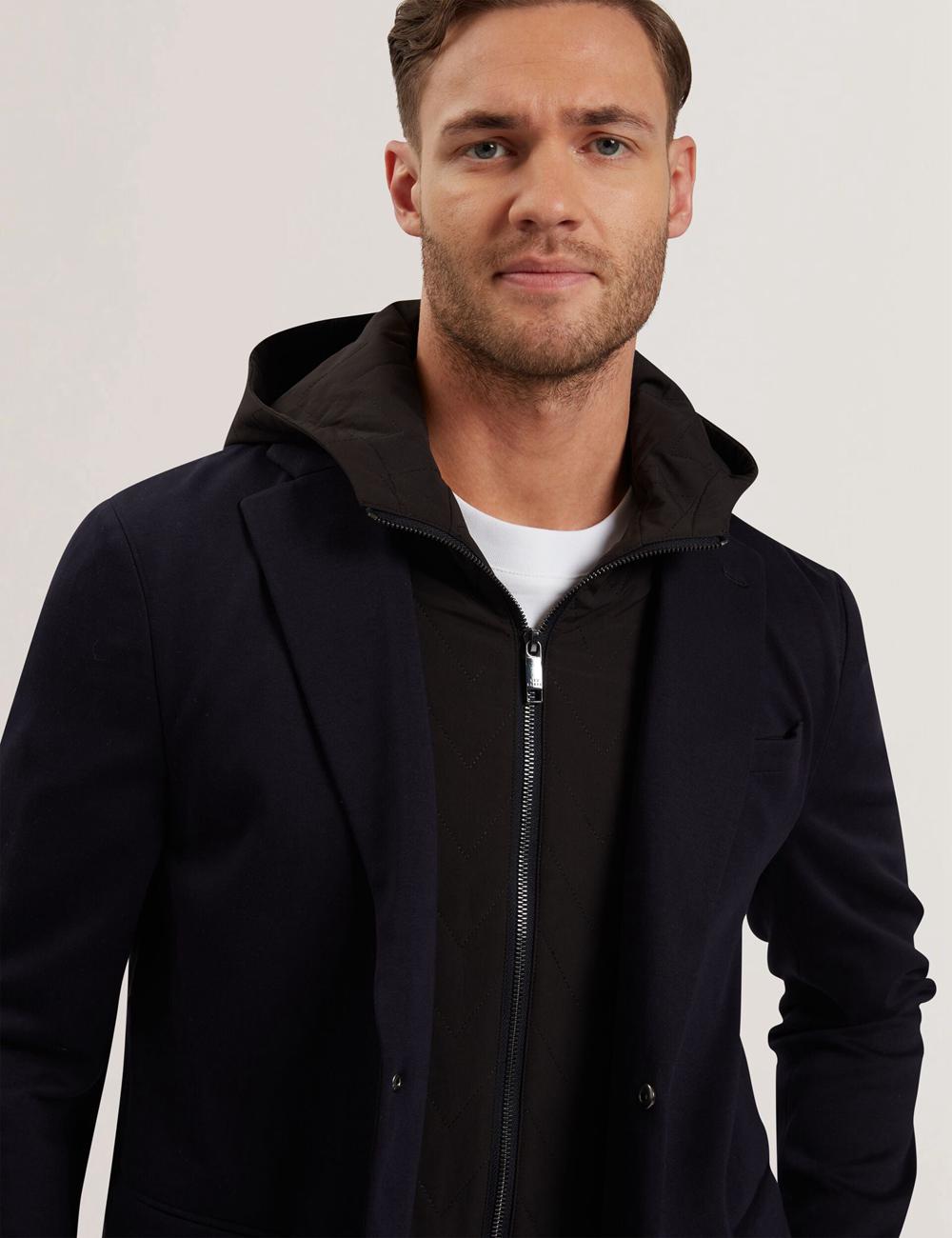 Blazers Ted Baker ASHB - Jersey Blazer With Zip-Up Hooded Liner Hombre Azul Marino | HMEO-07368