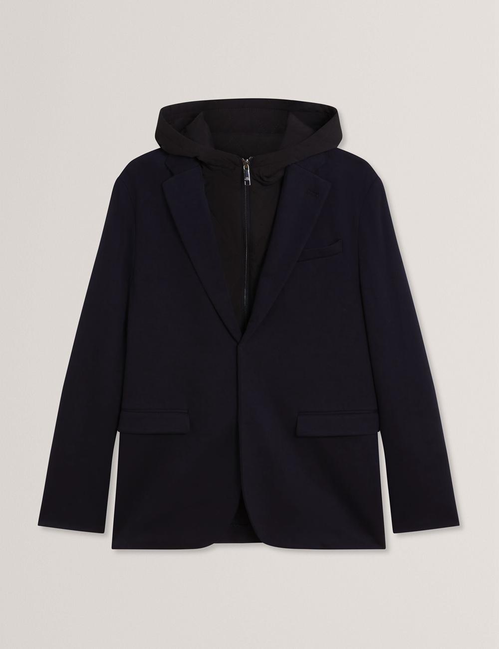 Blazers Ted Baker ASHB - Jersey Blazer With Zip-Up Hooded Liner Hombre Azul Marino | HMEO-07368