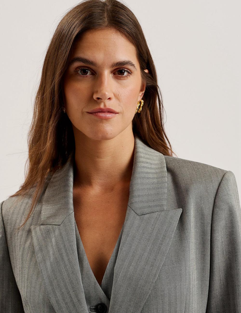 Blazers Ted Baker KOA - Oversized Herringbone Single Breasted Mujer Gris | CHJM-98542