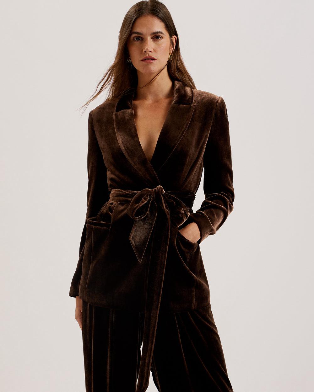 Blazers Ted Baker MOMIJI - Velvet Waist Single Breasted Mujer Marrones | DLMY-42796