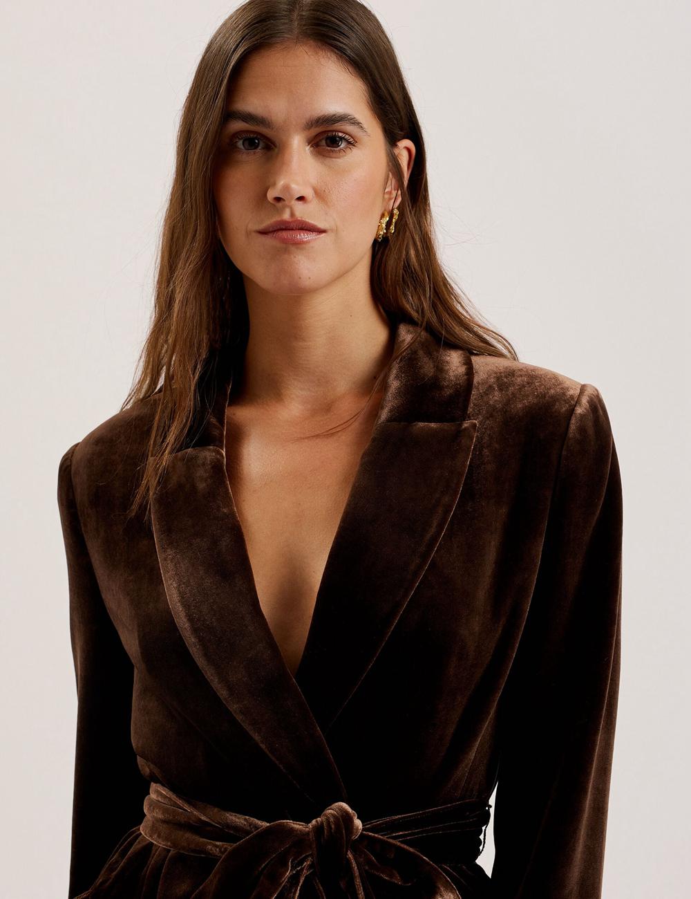 Blazers Ted Baker MOMIJI - Velvet Waist Single Breasted Mujer Marrones | DLMY-42796