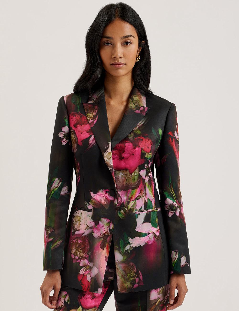 Blazers Ted Baker OKUNI - Fitted Floral Print Tailored Mujer Negras | EPLT-59430