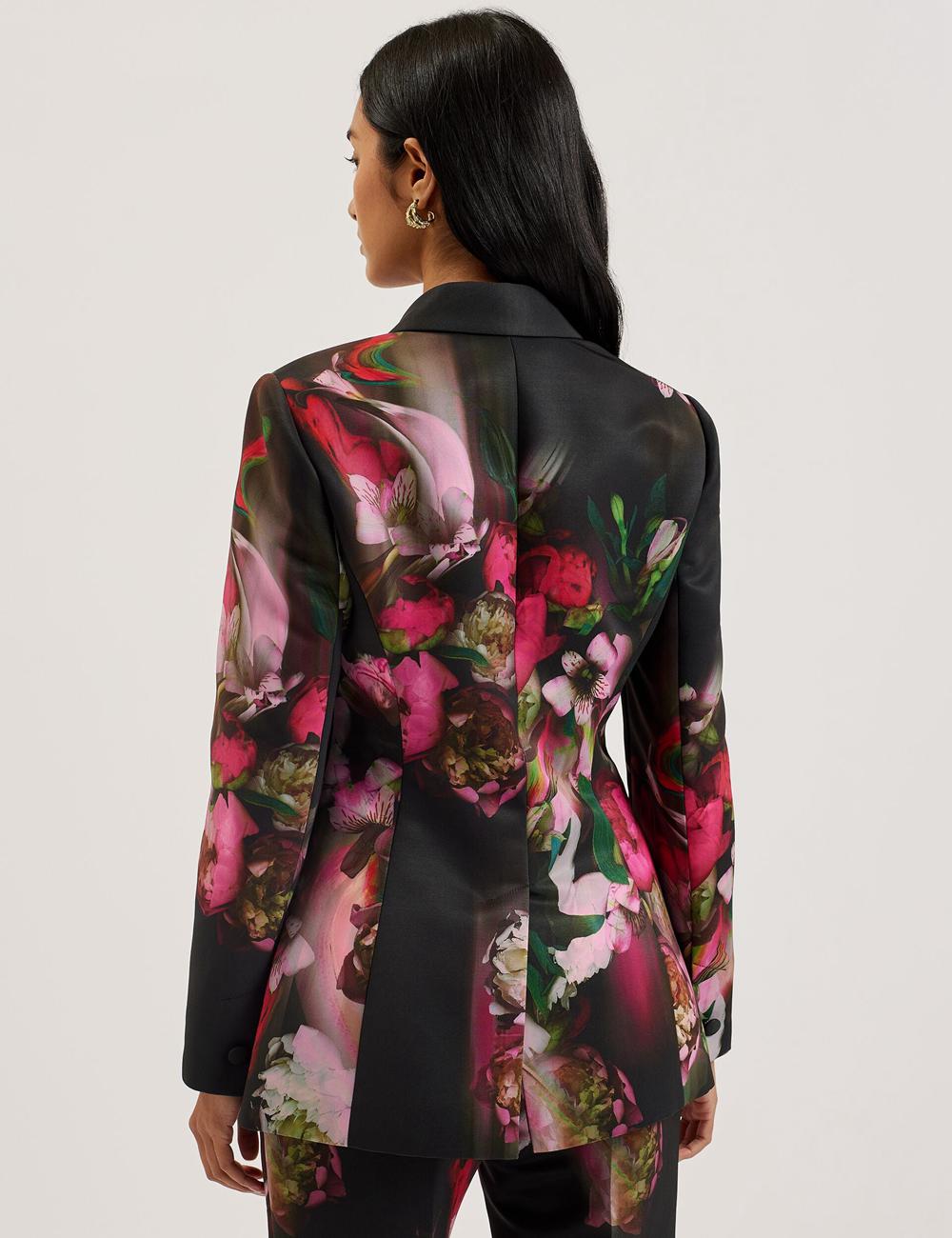 Blazers Ted Baker OKUNI - Fitted Floral Print Tailored Mujer Negras | EPLT-59430