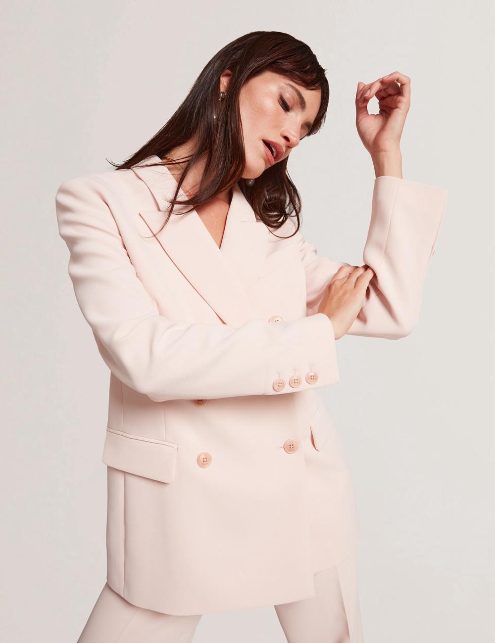 Blazers Ted Baker TRAGA - Tailored Double Breasted Woven Mujer Rosas | DUZB-16495