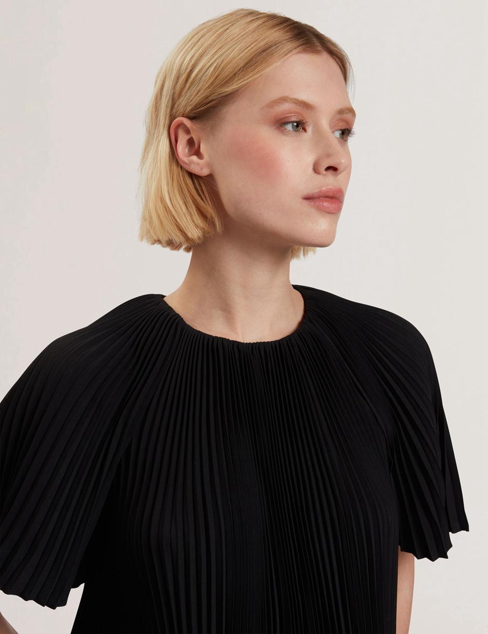 Blusa Ted Baker AGARA - Pleated Short Sleeve Woven Mujer Negras | QXNT-81509