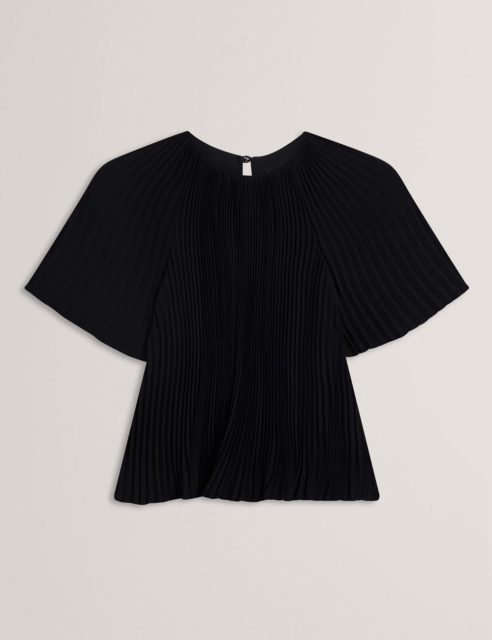 Blusa Ted Baker AGARA - Pleated Short Sleeve Woven Mujer Negras | QXNT-81509