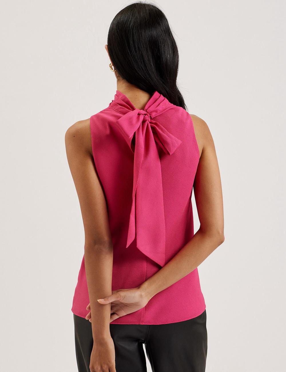 Blusa Ted Baker ANINI - Textured High Neck Sleeveless Top Mujer Fucsia | MHOU-74326
