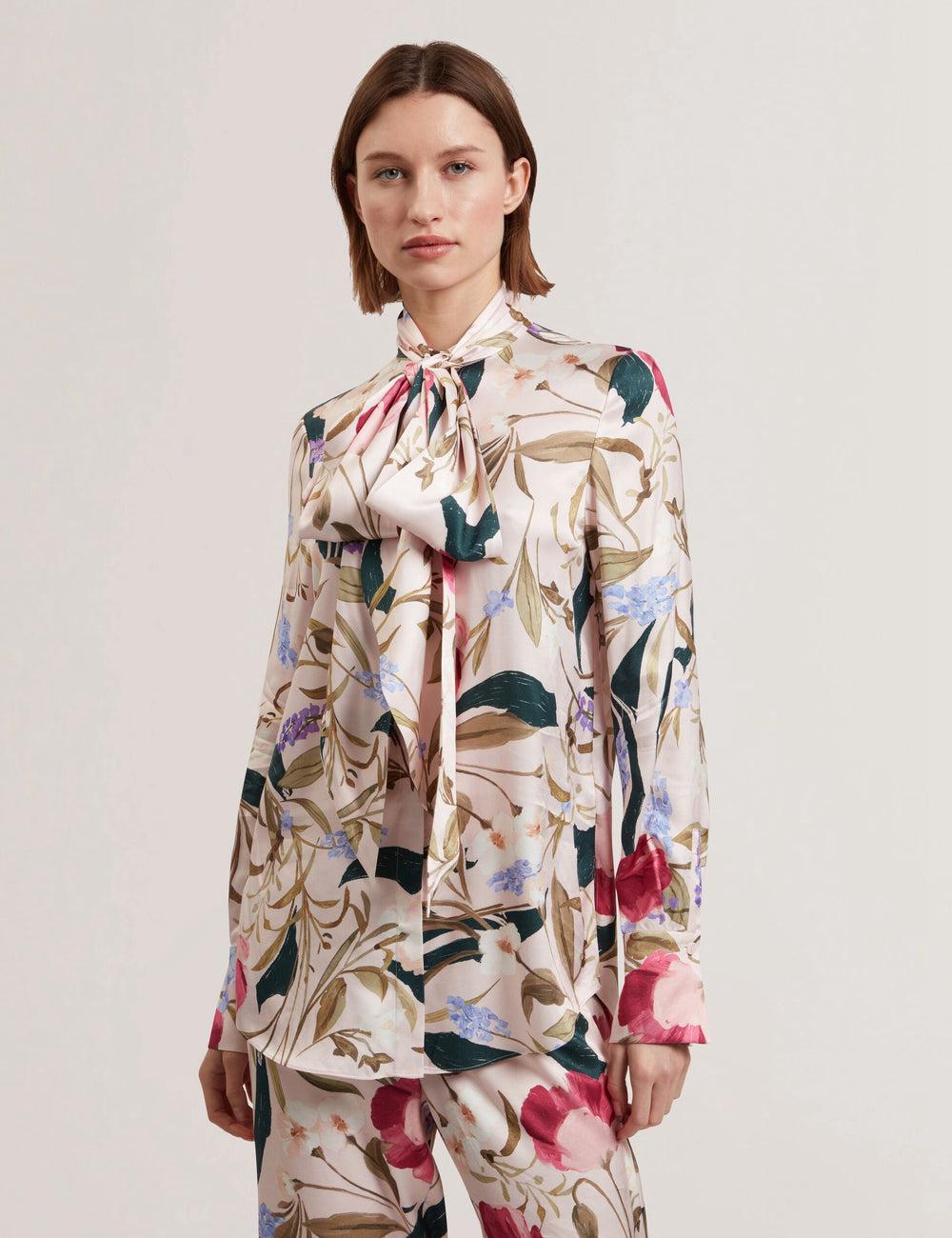 Blusa Ted Baker LEEYAA - Floral Print Neck Longline Mujer Rosas | MUPD-28501