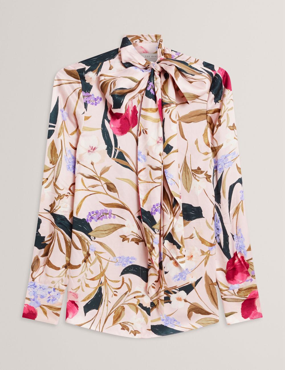 Blusa Ted Baker LEEYAA - Floral Print Neck Longline Mujer Rosas | MUPD-28501