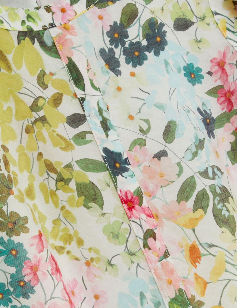 Blusa Ted Baker MICHA - Floral Binding Detail Puffed Sleeve Mujer Ivory | QROV-32549
