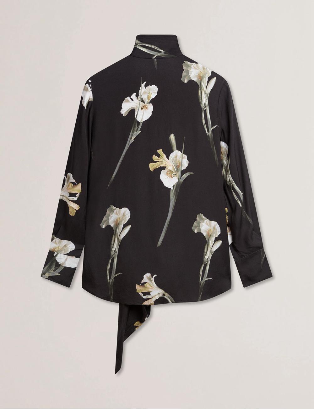 Blusa Ted Baker ZAKIIER - Neck Floral Print Long Sleeve Mujer Negras | SKFR-29703