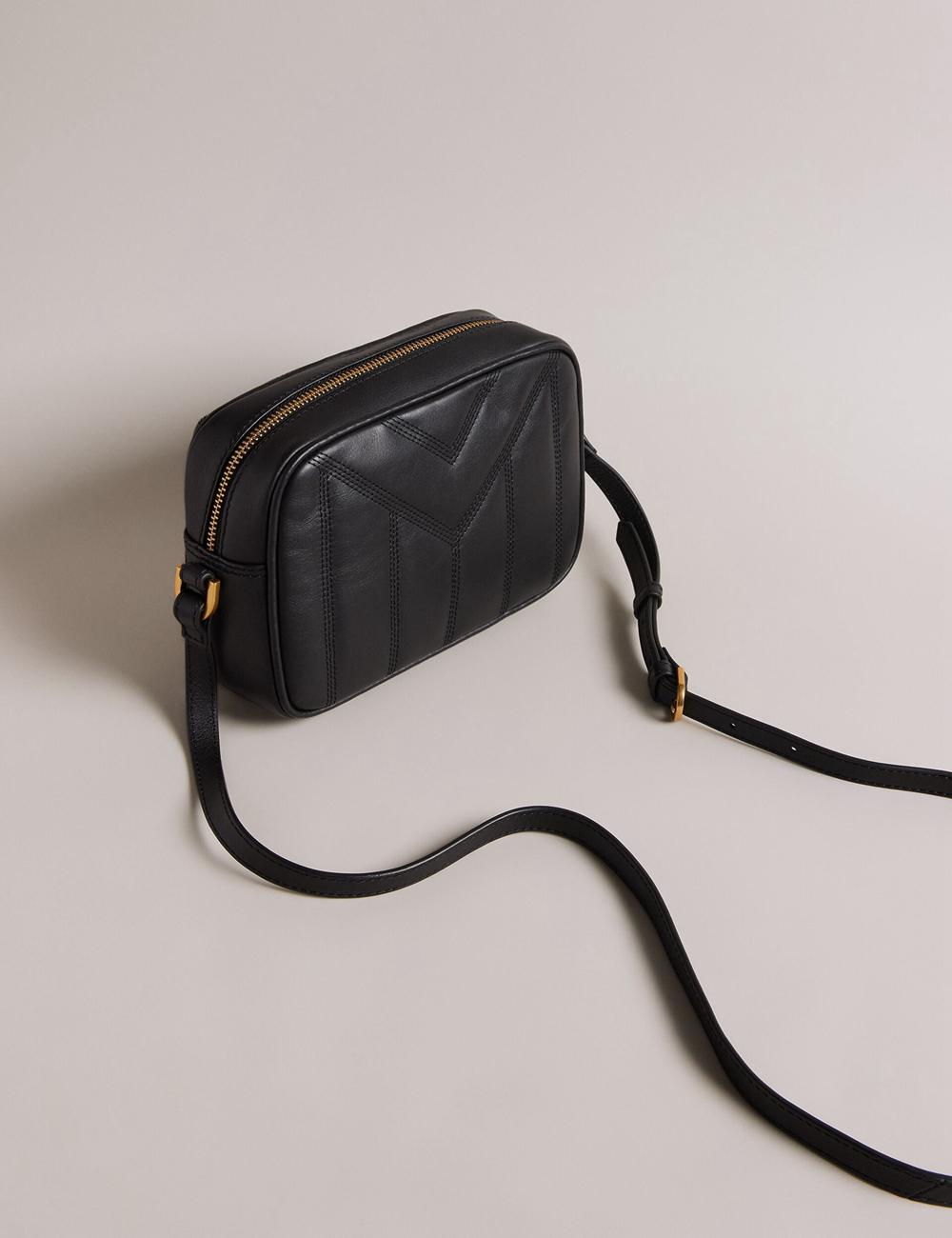 Bolsa De Hombro Ted Baker AYALILY - Quilted Leather Camera With Front Pocket Mujer Negras | HZLQ-14570