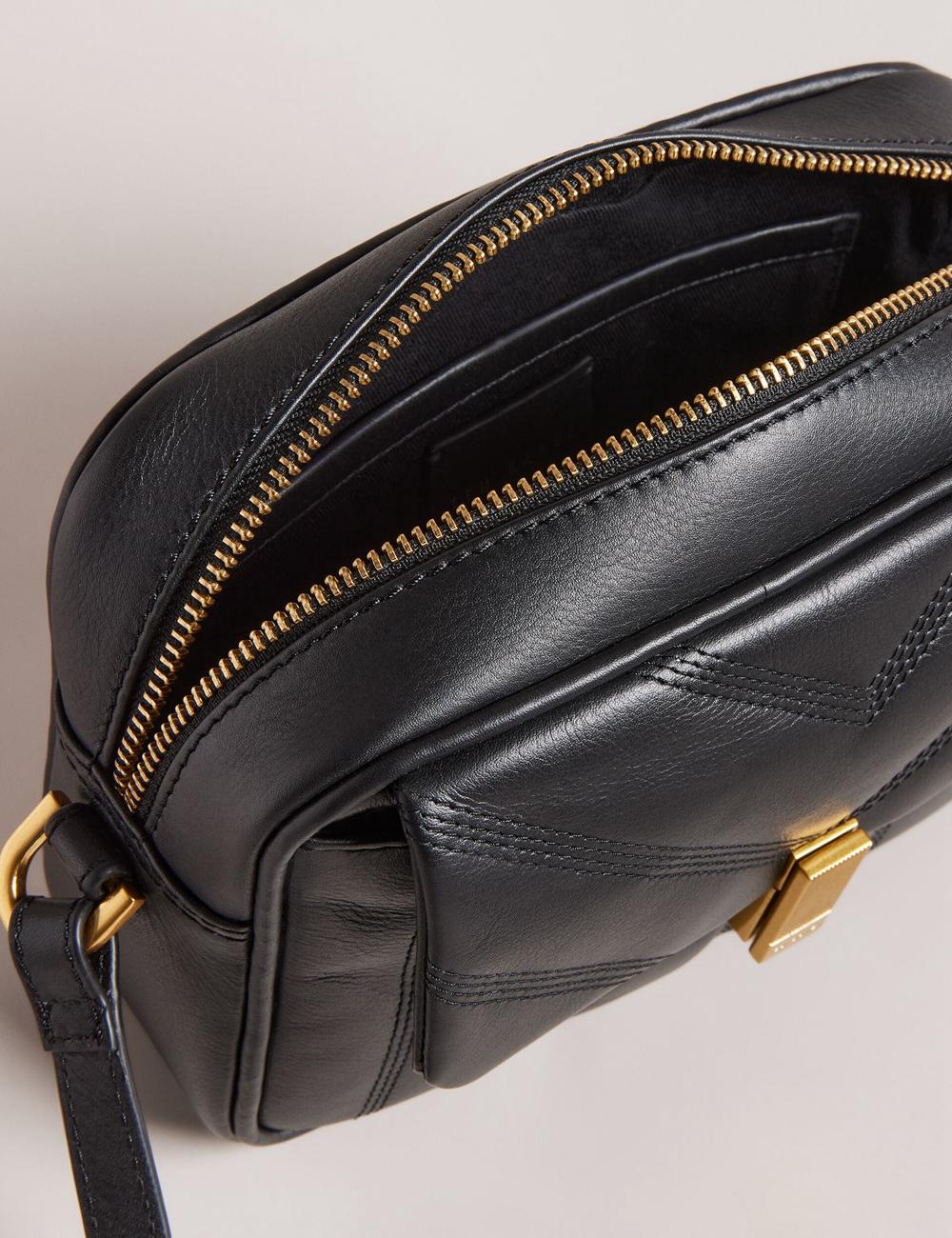 Bolsa De Hombro Ted Baker AYALILY - Quilted Leather Camera With Front Pocket Mujer Negras | HZLQ-14570