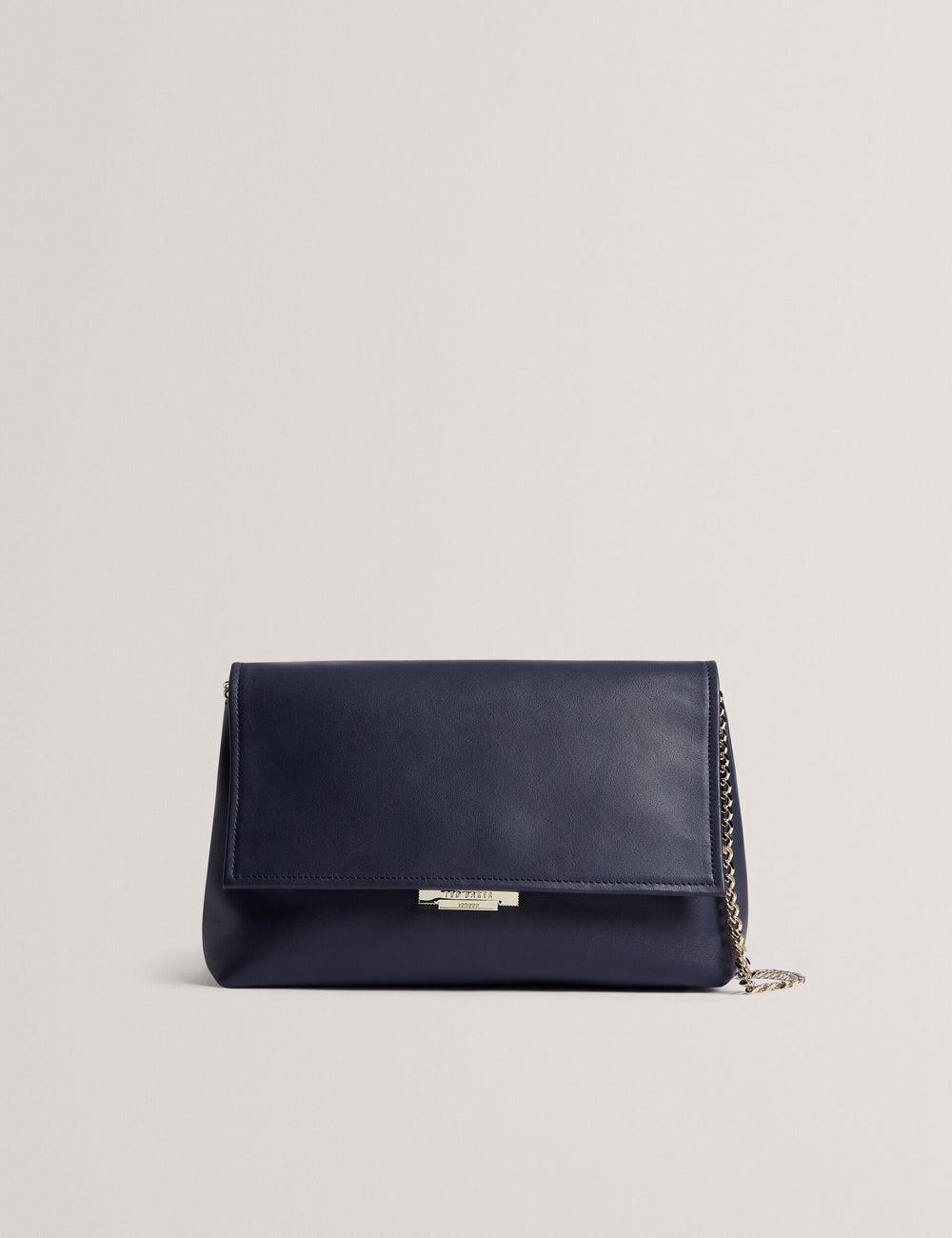 Bolsa De Hombro Ted Baker DEMAE - Leather Fold Over Chain Mujer Azul Marino | VUYG-56238