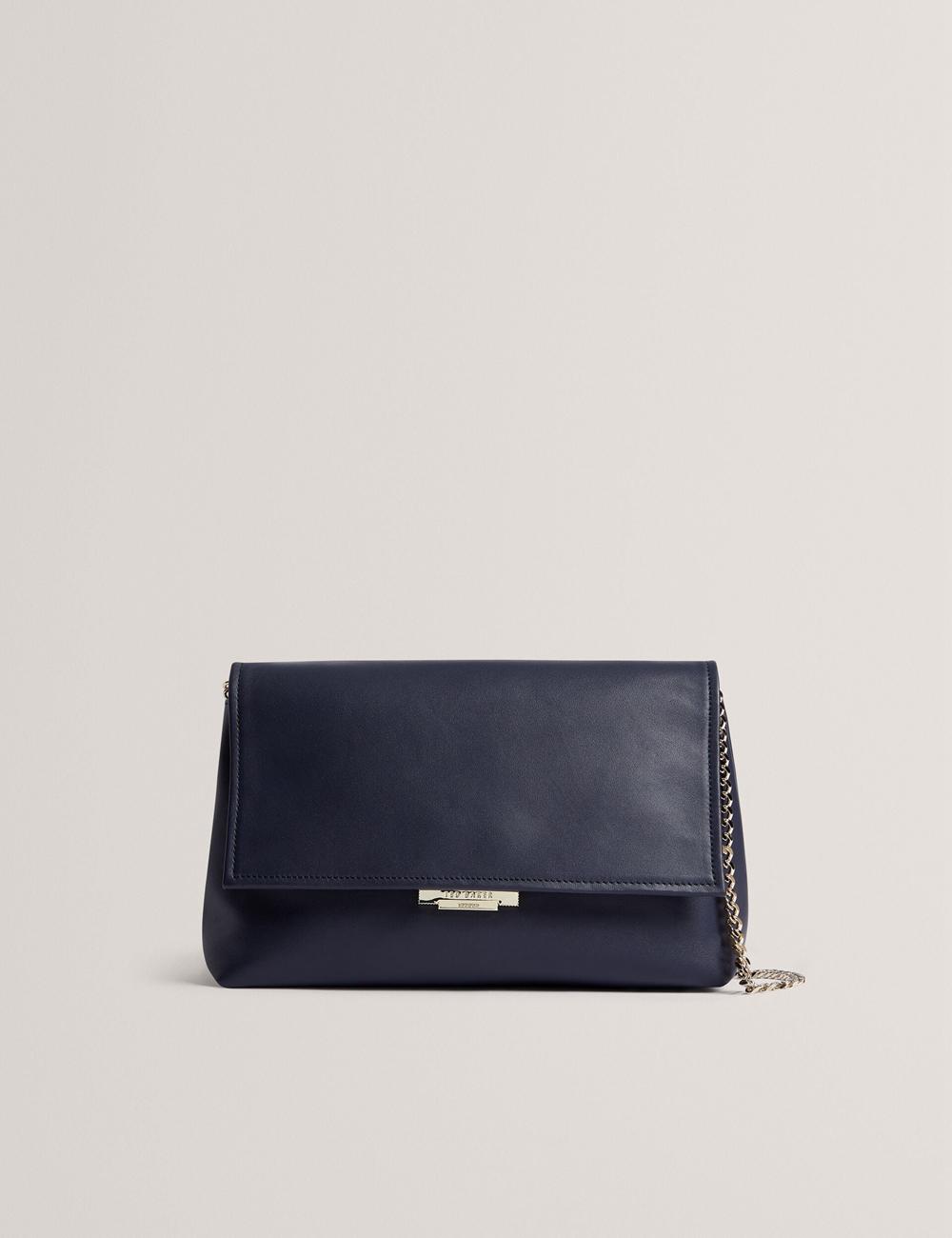 Bolsa De Hombro Ted Baker DEMAE - Leather Fold Over Chain Mujer Azul Marino | VUYG-56238
