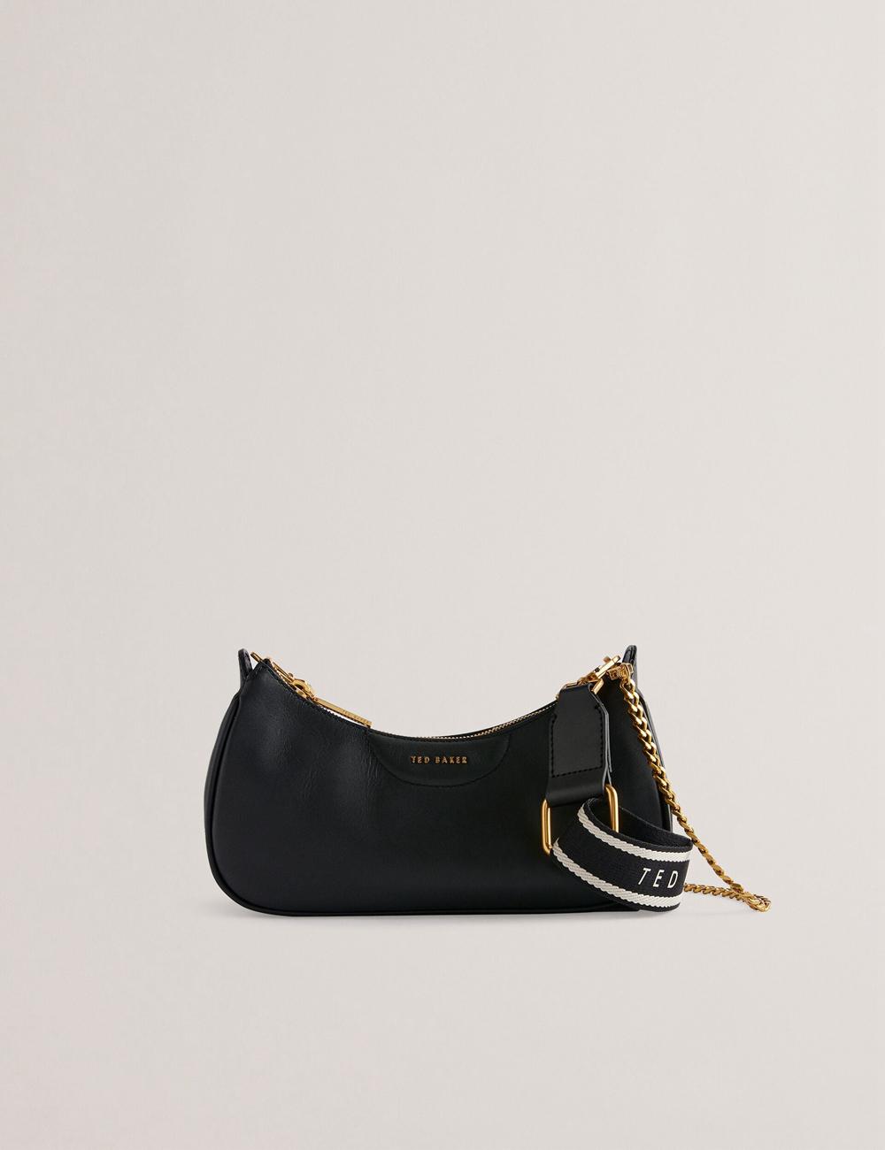 Bolsa De Hombro Ted Baker ESSIY - Leatheruette With Webbing Strap Mujer Negras | TJQR-09621