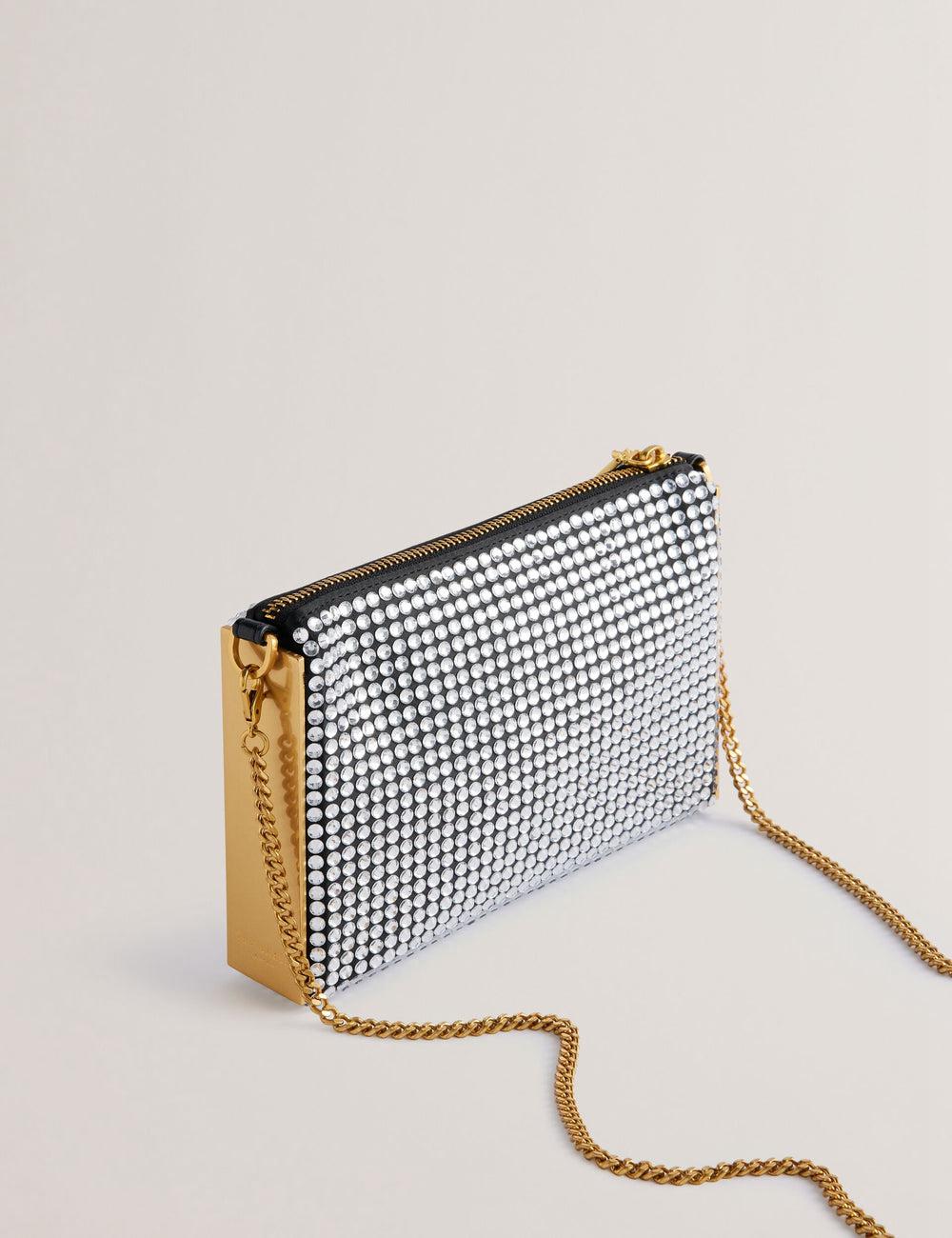 Bolsa De Hombro Ted Baker KRIISA - Crystal Hardware Side Clutch Mujer Plateadas | EQLI-83750
