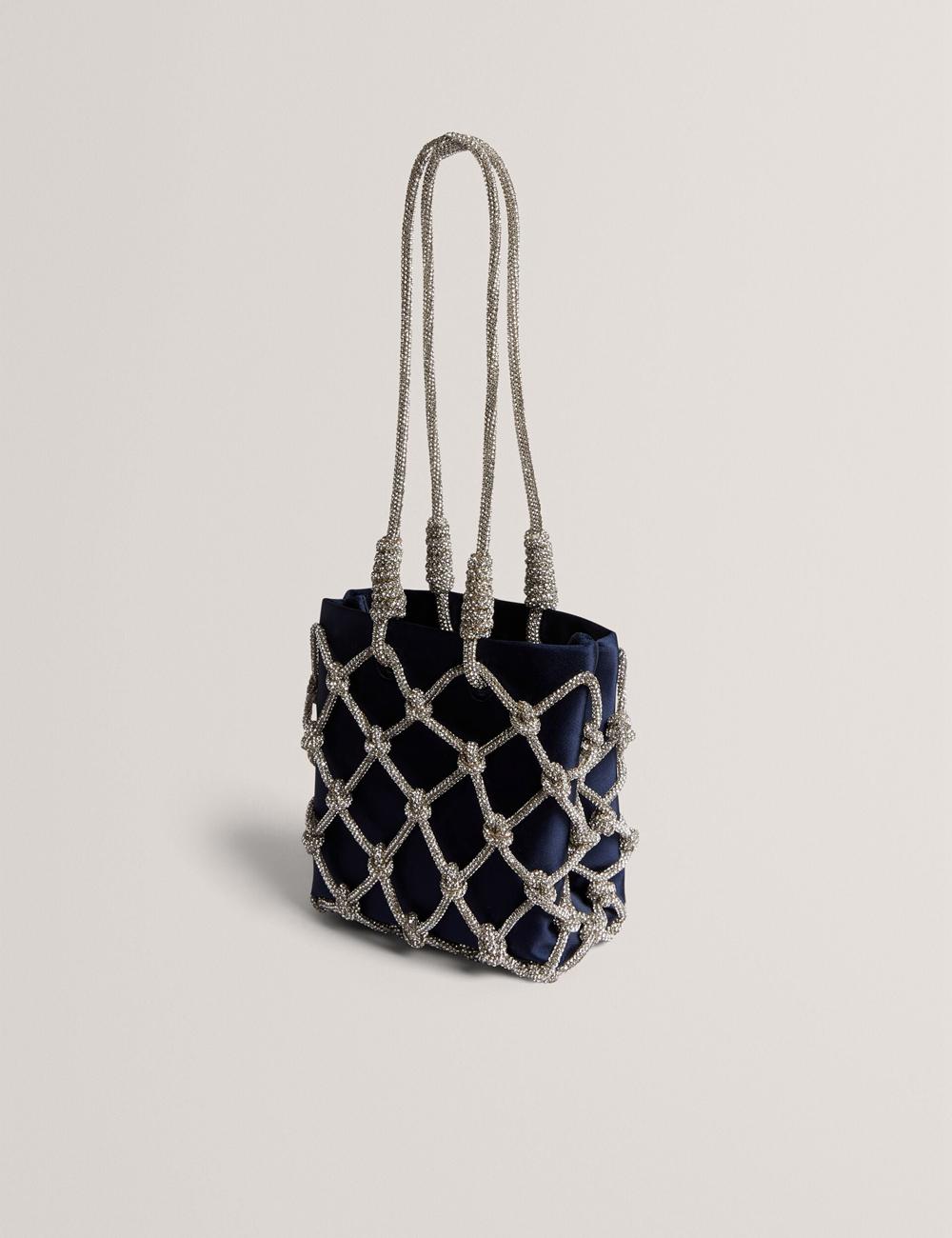 Bolsa De Hombro Ted Baker KYLIA - Crystal Cage Satin Mini Mujer Azul Marino | UYHN-73164