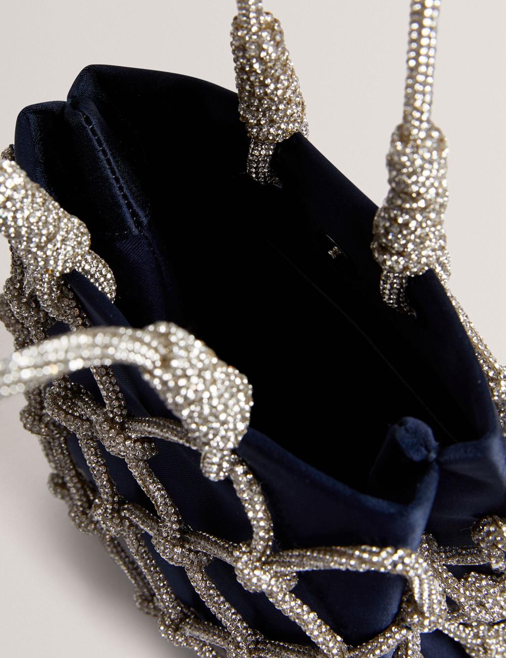Bolsa De Hombro Ted Baker KYLIA - Crystal Cage Satin Mini Mujer Azul Marino | UYHN-73164